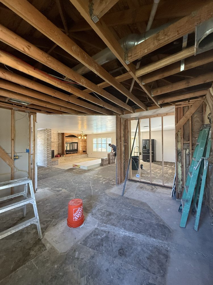 Framed interior stripped back before drywall